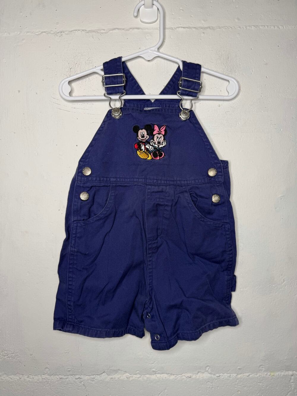 Vintage Disney Store Mickey Minnie Shortalls Overalls Size 12 Months